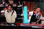 国民党台南市议员蔡育辉（右）12日在议会质询台南市长赖清德（左），称自己也主张“台独”。（来源：台湾“中央社”） - News.Sina.com.Cn