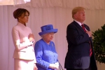 英国女王与特朗普夫妇（路透社视频截图） - News.Sina.com.Cn