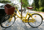 去年6月，ofo与上海凤凰自行车合作的“公主车”亮相街头（图片来源：视觉中国） - News.Sina.com.Cn
