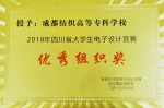 我校荣获2018年四川省大学生电子设计竞赛优秀组织奖 - 成都纺织高等专科学校