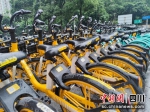 清理后整齐干净的共享单车。 - Sc.Chinanews.Com.Cn